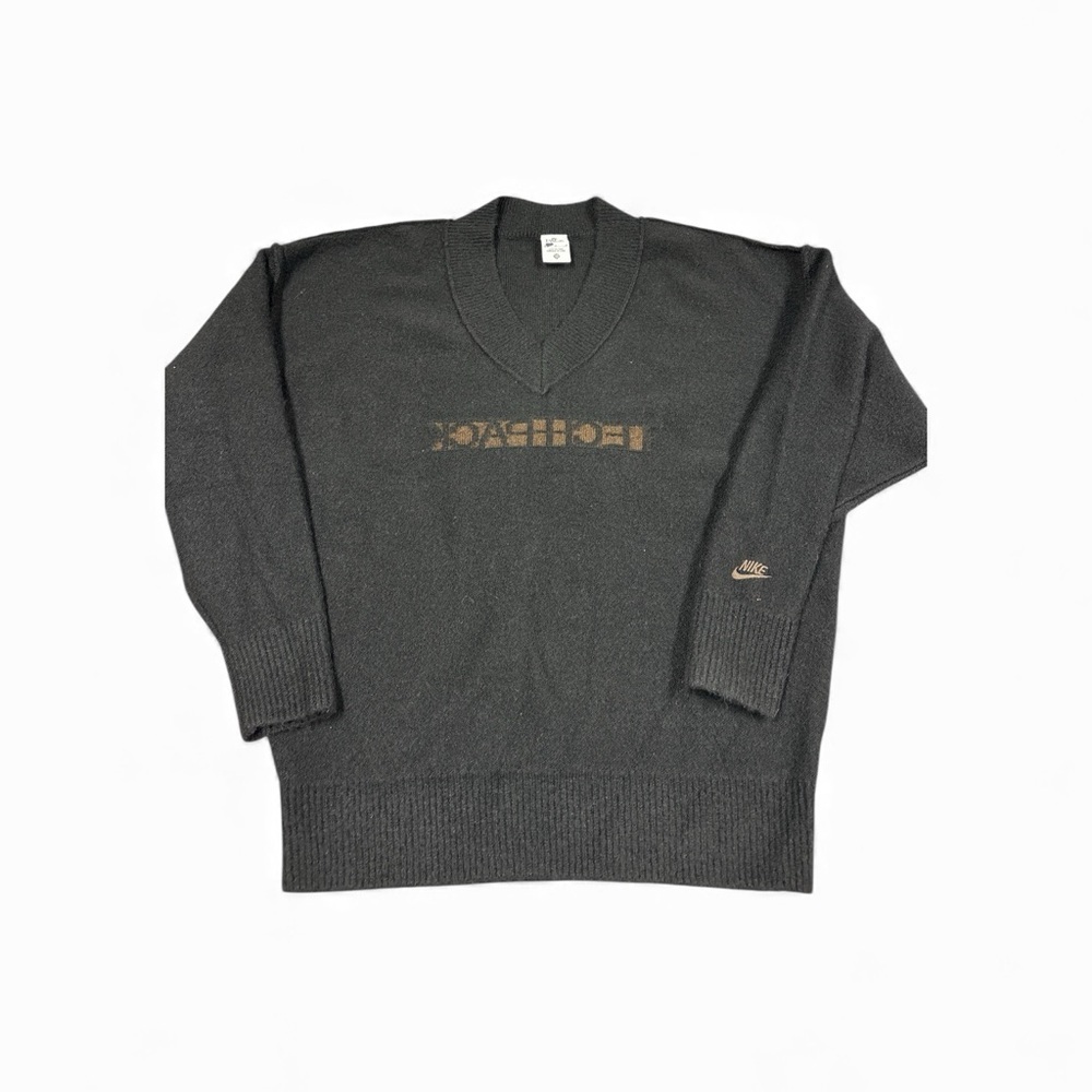 Nike Sportswear Tech Pack Knit Sweater Mens M Black Pullover V Neck Oversized